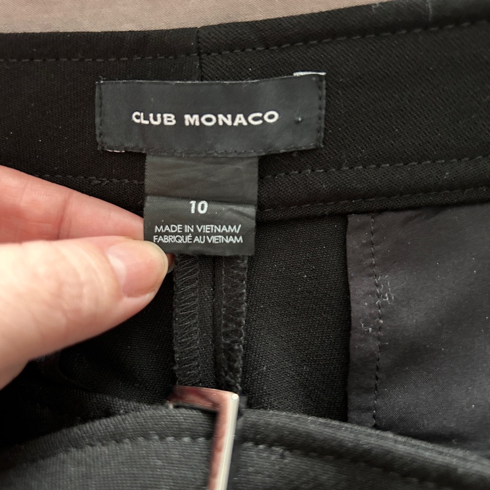 Club Monaco Black Wide-Leg Extended-Tab Waist Trousers - Size 10 - Picture 5 of 6